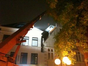 Hausabbruch bei Nacht, Damm Oldenburg